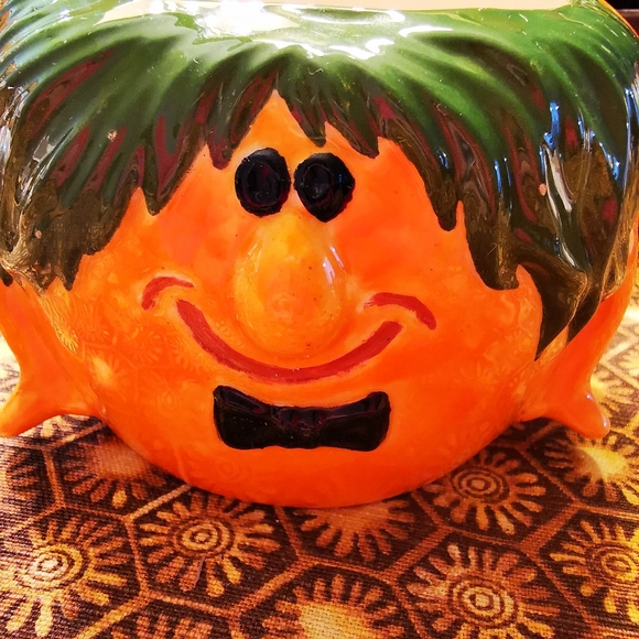 Vintage Ceramic Pumpkin Man Planter - Picture 4 of 16